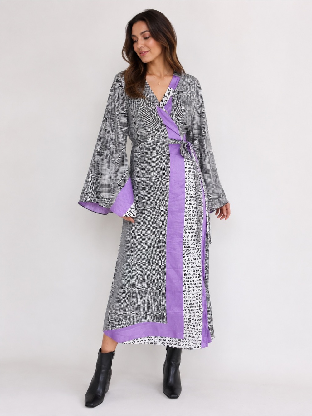 Boho Patchwork Wrap Maxi Dress Kimono Duster NWT The Fashioniva